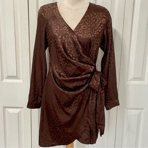 Lush Chocolate Leopard Print Wrap Dress
